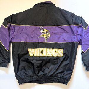 Jeff Hamilton Jacket Minnesota Vikings Mens Medium Vintage NFL Black Coat